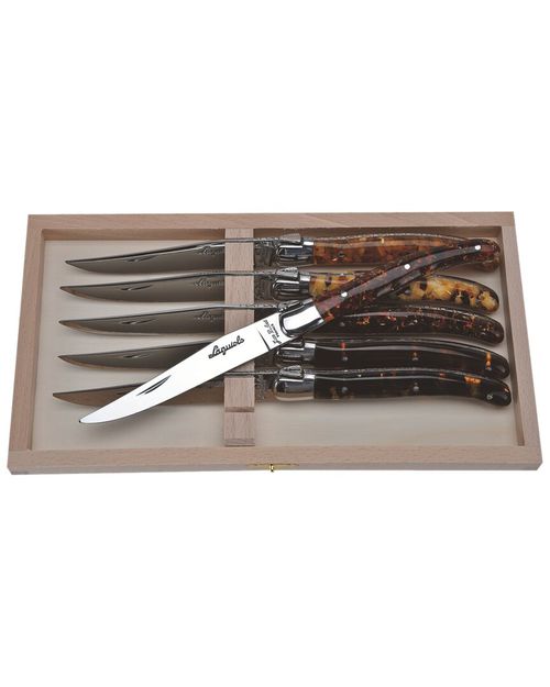 Laguiole Set of 6 Tortoise Acrylic Steak Knives