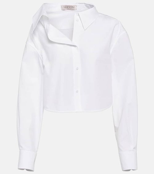 Valentino Asymmetric cropped cotton shirt