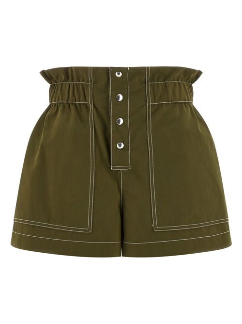 Contrast-Stitched Cotton Gabardine Bermuda Shorts — Green