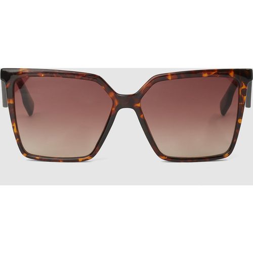 Karl Lagerfeld - Lunettes De Soleil Géométriques Fines, Femme, Tortue Foncée, : One