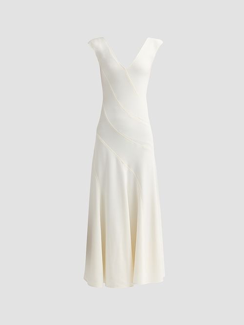 Women's Romana Double-Face Crepe Midi-Dress - Alabaster