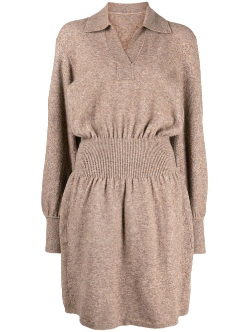 JNBY ribbed-detail knitted midi dress - Neutrals