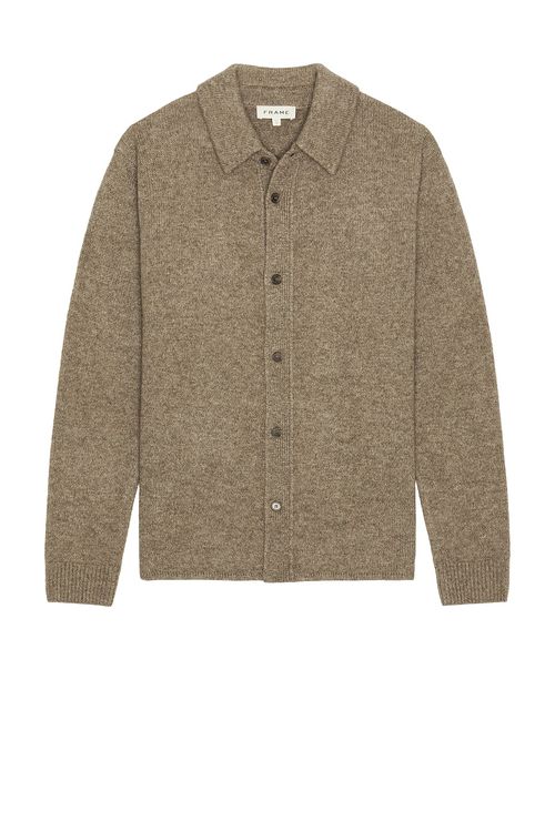 FRAME Long Sleeve Shirt Sweater in Taupe