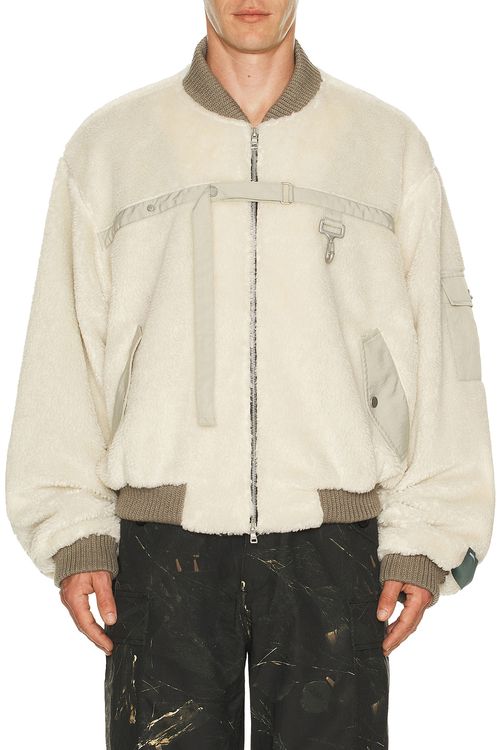 Reese Cooper Sherpa Fleece Bomber Jacket in Cream - Cream. XL/1X also in