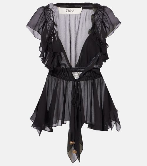 Chloé Ruffled silk chiffon top