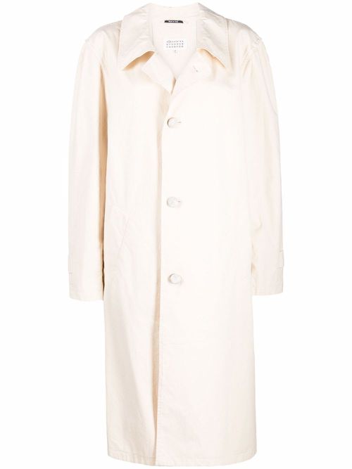 Single-breasted midi coat - Neutrals