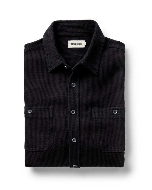Men's Organic Cotton Utility Shirt in Black Indigo Sashiko