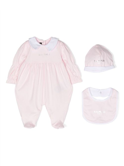 Logo-print babygrow set - Pink