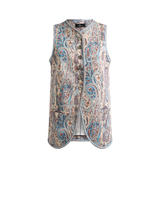 Jacquard Waistcoat With Floral Paisley Motif