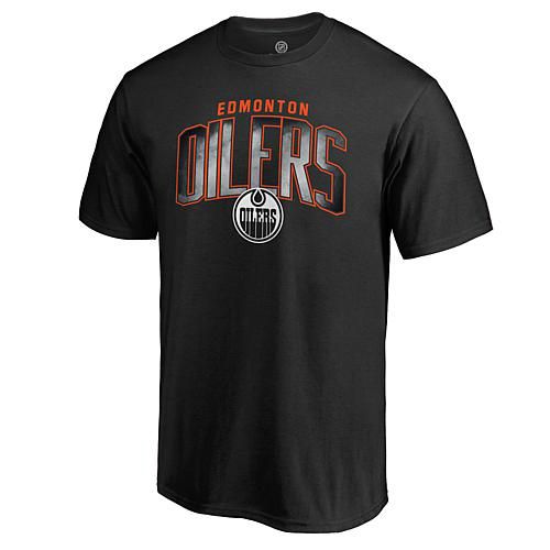 Men's Fanatics Black Edmonton Oilers Arch Smoke T-Shirt - Size Large