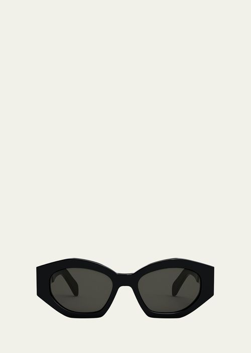 셀린느 남성 Men's Triomphe Acetate and Nylon Oval Sunglasses BG_4835482_100106_MSHINY BLACK SMOKE