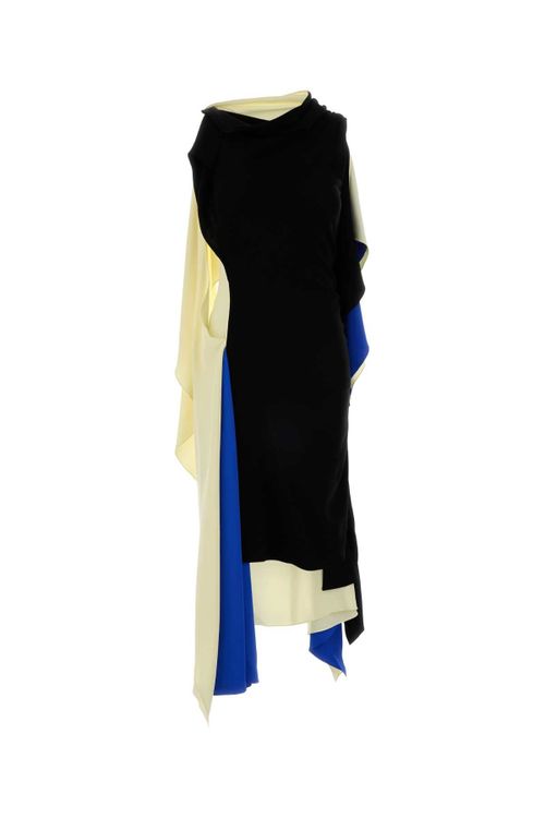 Colorblock Viscose Dress — Black