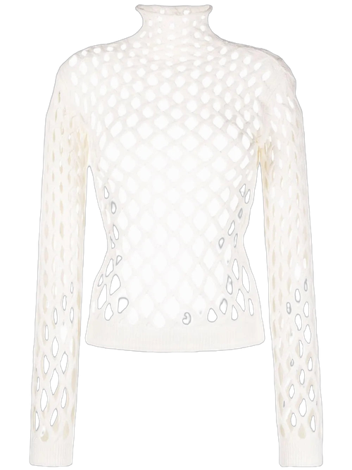 Cut-Out Knitted Sweater — White