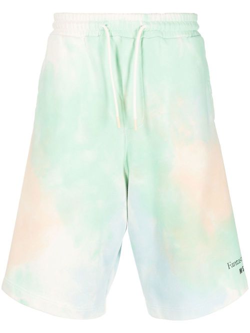 Logo-print tie-dye shorts - Green