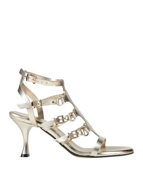Woman Sandals Platinum Size 10 Leather