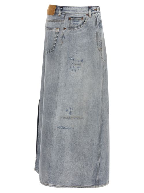 Distressed Denim Skirt — Blue