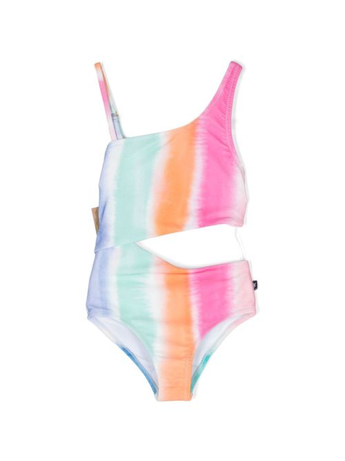 Abstract-pattern print cut-out swimsuit - Pink