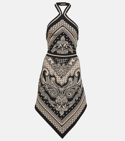 Paisley jacquard halterneck midi dress