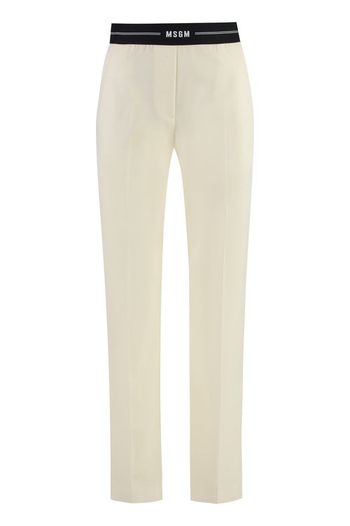 Palazzo Trousers in Cool Wool with Elastic Band and Logo