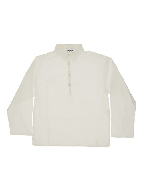 Button-front long-sleeves polo shirt - White