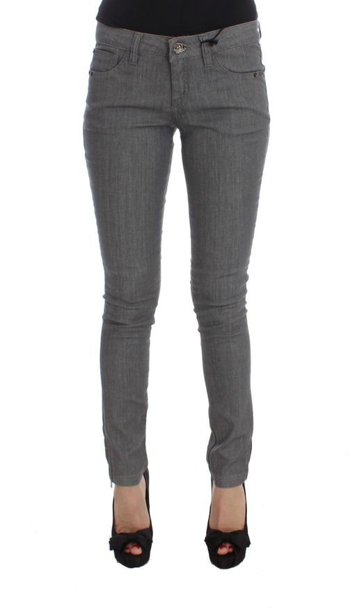 Cotton Blend Slim Fit Jeans — Gray