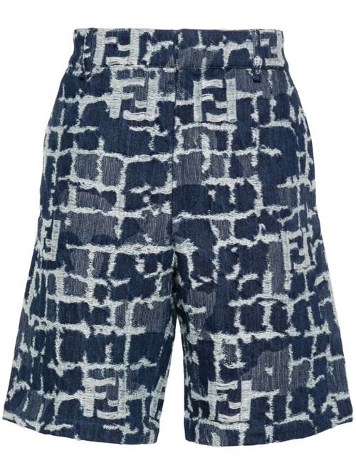 FF-distressed denim shorts - Blue