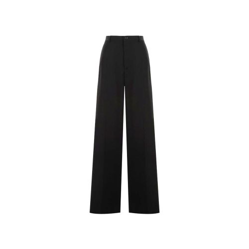 Wool Flared Trousers — Black