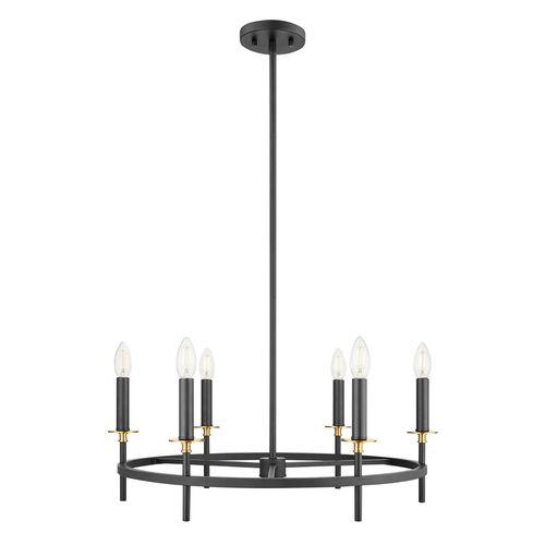 Chandelier in Matte Black and Natural Bra