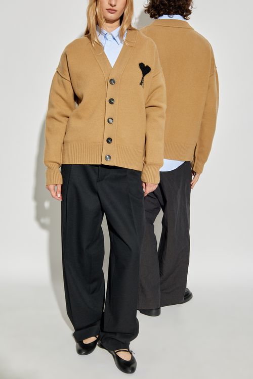 Wool Cardigan, Unisex, Brown