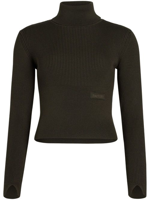 Logo-appliqué rib-knit sweater - Green