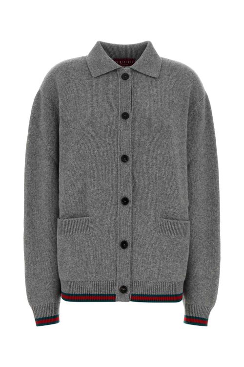 Wool-Cashmere Blend Cardigan — Gray