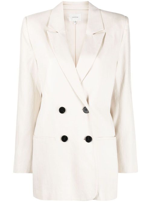 Double-breasted lyocell blazer - Neutrals