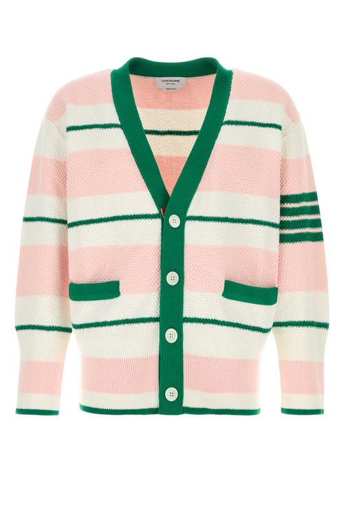 Striped Cotton Cardigan — Pink