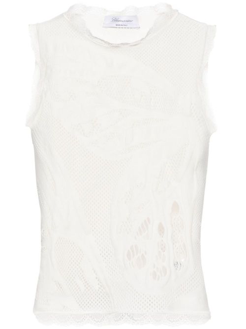 Patterned-jacquard ribbed top - White