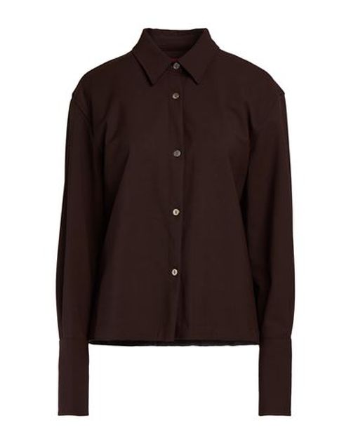 Woman Shirt Dark brown Size M Polyester, Virgin Wool, Elastane