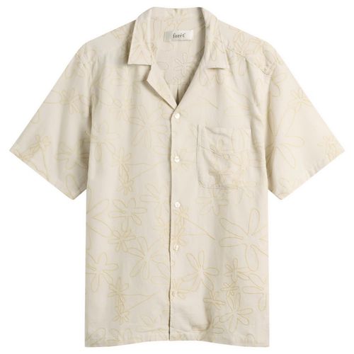 Men's Peer Embroidery Regular Fit Ss Shirt in Off White