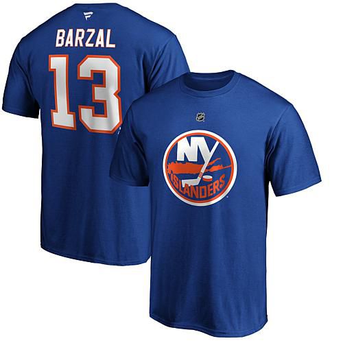 Men's Fanatics Mathew Barzal Royal New York Islanders Team Authentic Stack Name & Number T-S - Size Small