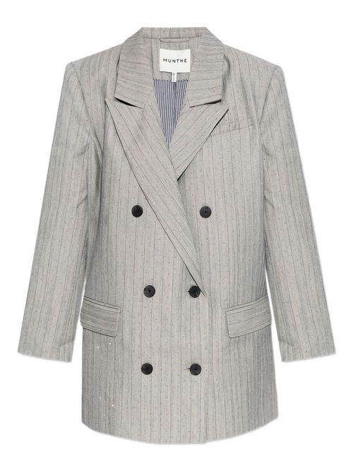 Double-breasted pinstripe blazer - Grey
