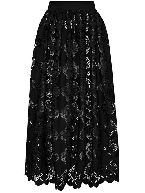 Gardenia guipure midi skirt - Black