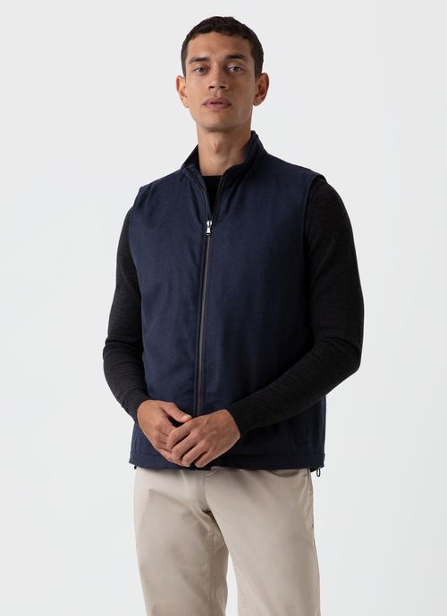 Men's Insulated Wool Vest in Navy Melange