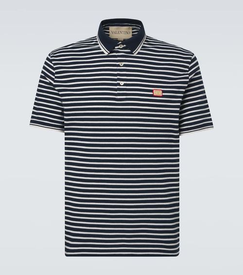 VLogo striped cotton polo shirt