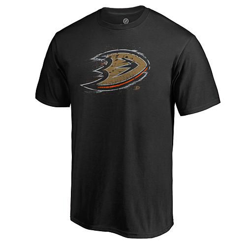 Men's Fanatics Black Anaheim Ducks Splatter Logo T-Shirt - Size Small