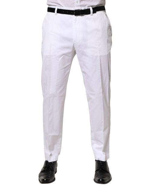 Cotton-Elastane Dress Trousers — White