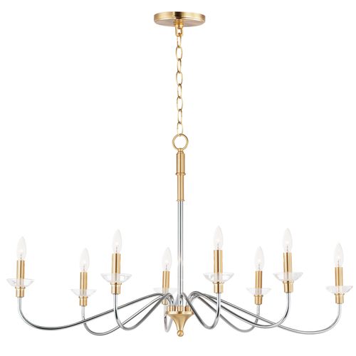 Polished Chrome Satin Brass Eight Light Chandelier from the Clarion Collection