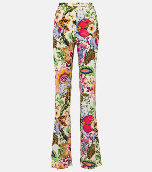 High-rise floral straight pants