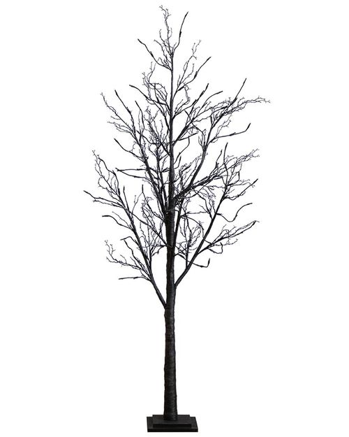 6ft Pre-Lit Halloween Black Twig Artificial Fall Tree With 300  Orange & Purple LED Lights