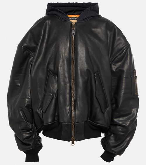 Balenciaga Oversized leather bomber jacket