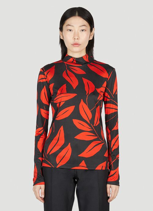 Leaf Print Top - Woman Tops Red Eu
