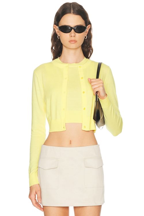 ALFIE Twinset Top & Cardigan in Pale Yellow - Lemon. L also in M