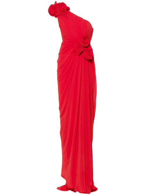 Floral-appliqué maxi dress - Red